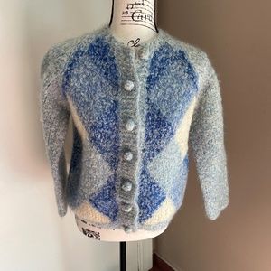 Vintage mohair argyle cardigan